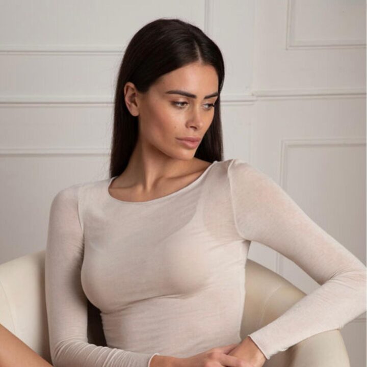 Maglia Ultralight & Warm in modal e cashmere donna scolla a barchetta
