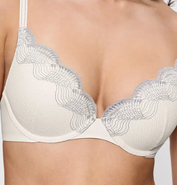Reggiseno push-up in pizzo bicolore