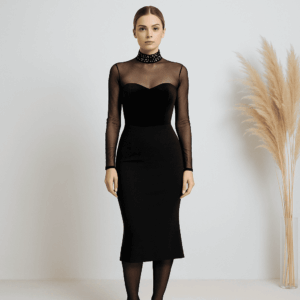 Body nero elegante in tulle e velluto con collo gioiello – sensualità raffinata by La Strega di Biancaneve