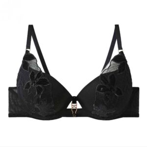 Reggiseno Push Up “Incanto Nero” – Ferretto, Coppe Differenziate, Pizzo Ricamato & Velluto