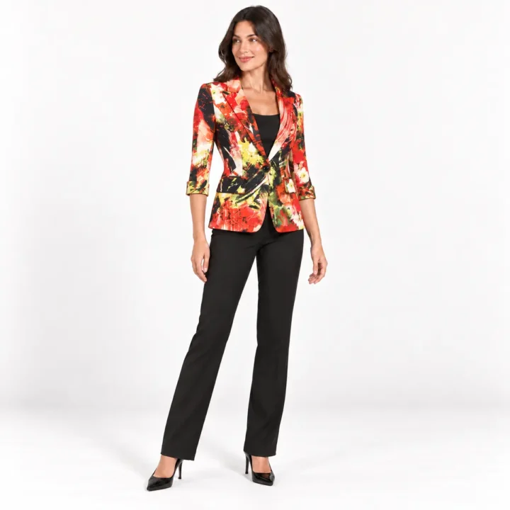 Giacca fantasia donna aderente in cotone stretch