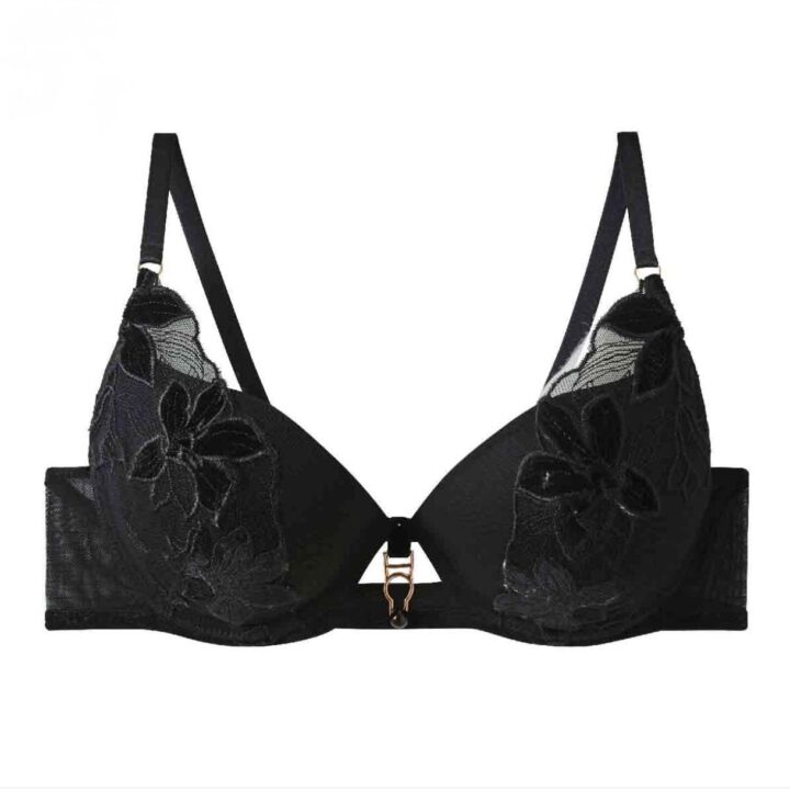 Reggiseno Push Up Incanto Nero – Ferretto, Coppe Differenziate, Pizzo Ricamato & Velluto