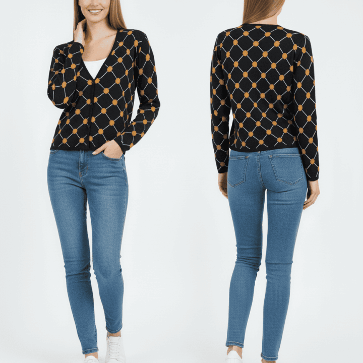Maglia a rombi con dettagli ocra