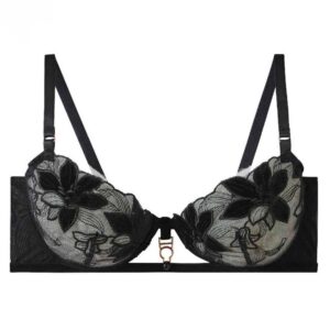 Reggiseno in pizzo con ferretto e dettaglio gioiello centrale