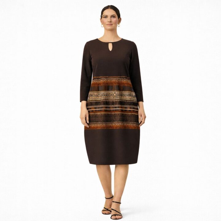 Abito midi elegante con fascia decorativa – taglia xl