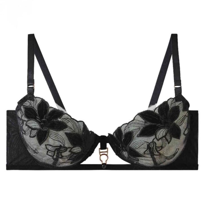 Reggiseno in pizzo con ferretto e dettaglio gioiello centrale