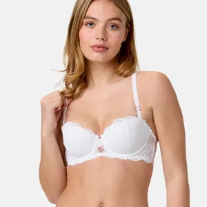 Reggiseno a fascia preformato in pizzo con spalline removibili