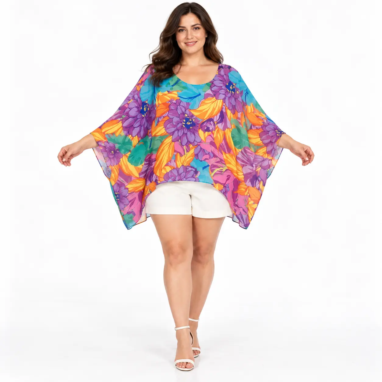 blusa-oversize-floreale-poncho-curvy-fronte