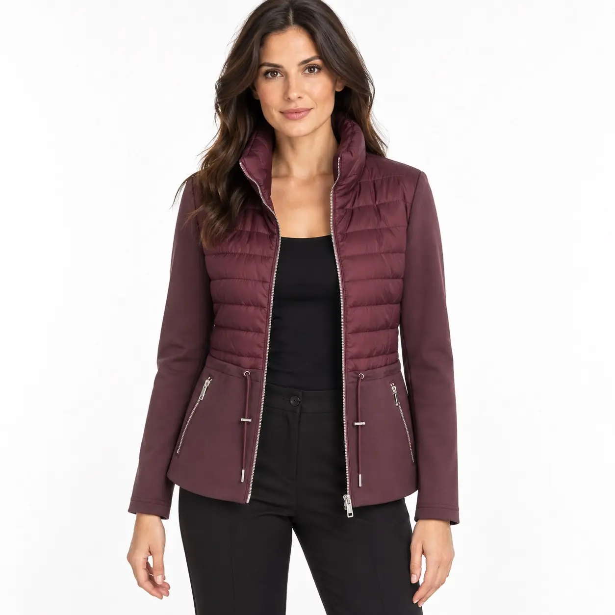 giacca-trapuntata-donna-bordeaux-aperta