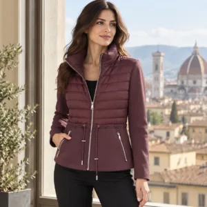 Giacca trapuntata donna aderente con coulisse