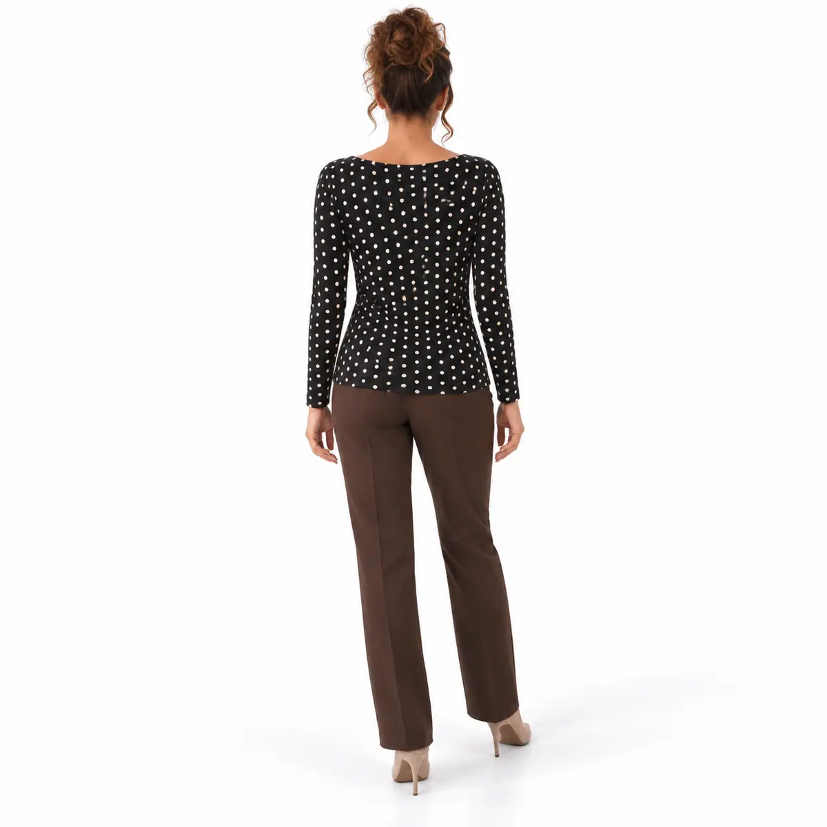 maglia-donna-nera-pois-vista-posteriore