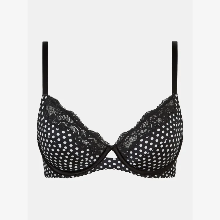 Reggiseno coprente con ferretto in pizzo e pois