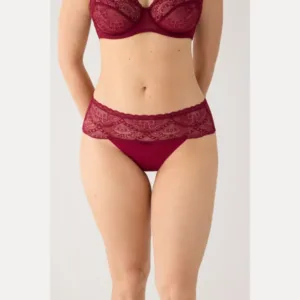 Slip donna in pizzo e microfibra nero e bordeaux